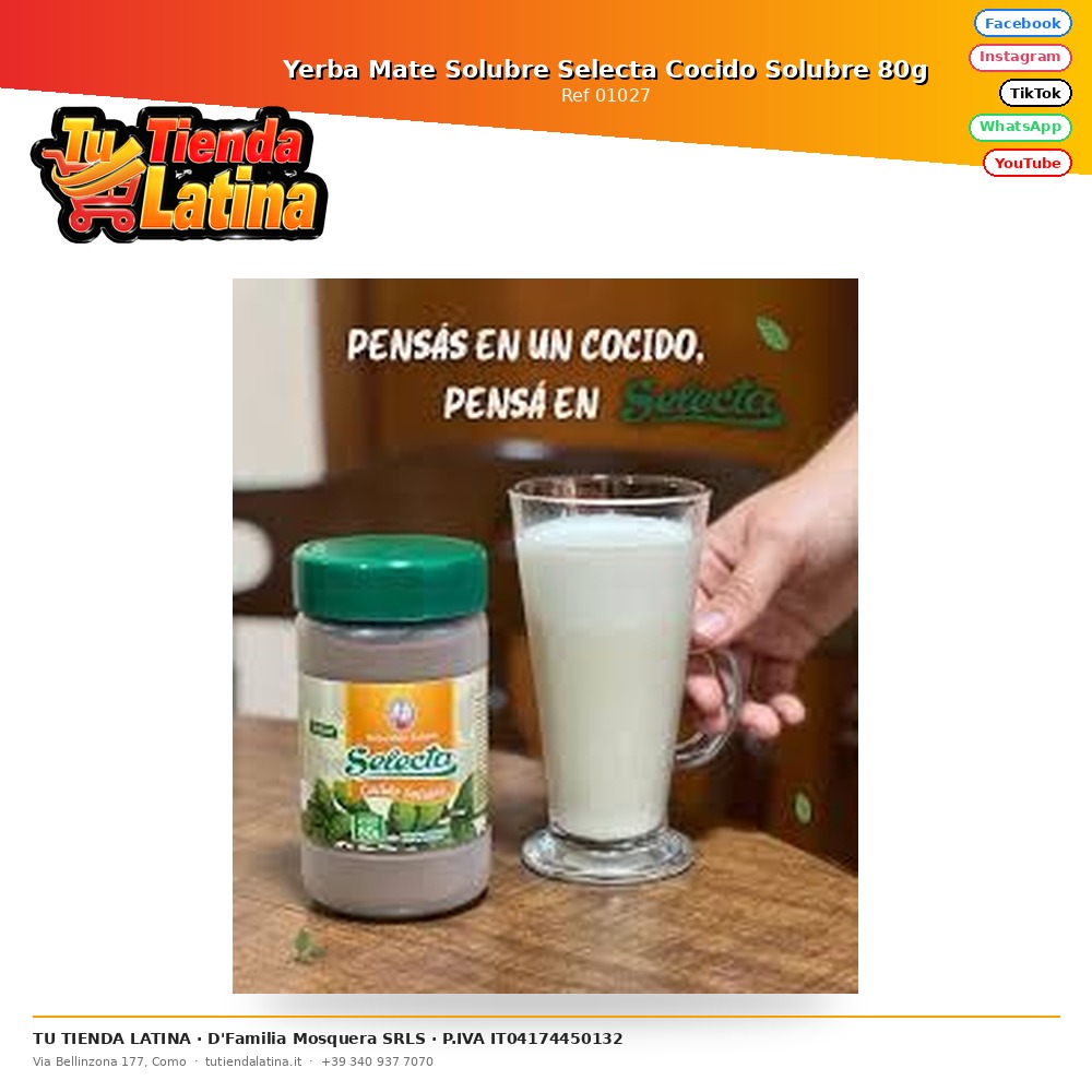 Yerba Mate Solubre Selecta Cocido Solubre 80g