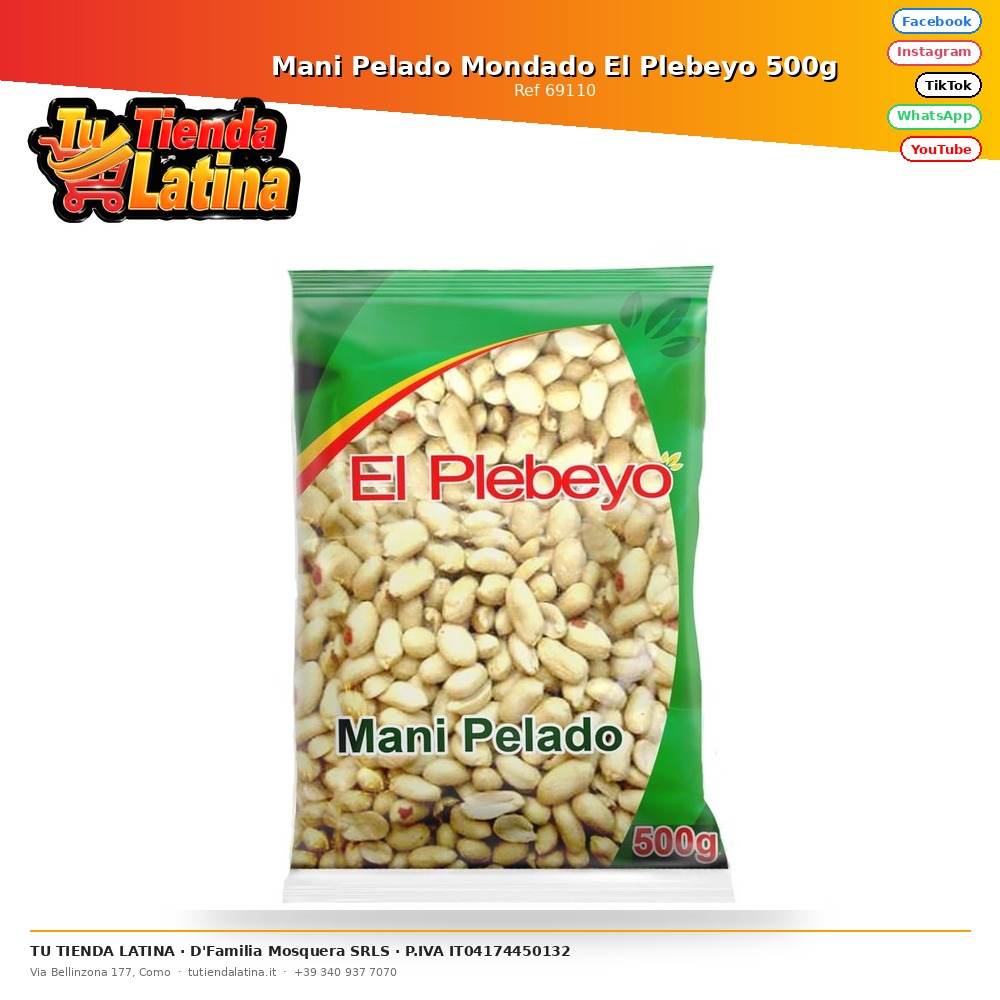 Mani Pelado Mondado El Plebeyo 500g