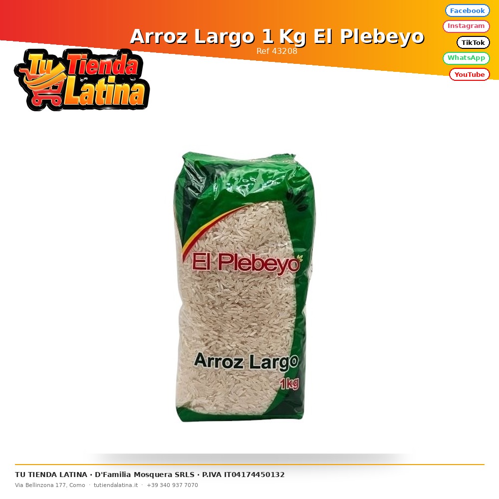 Arroz Largo 1 Kg El Plebeyo
