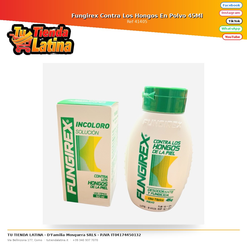 Fungirex Contra Los Hongos En Polvo 45Ml