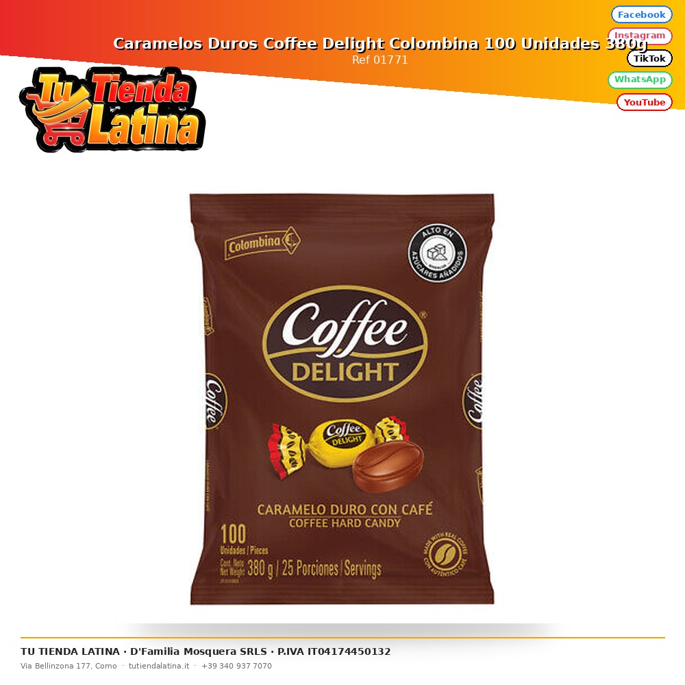 ​Caramelos Duros Coffee Delight Colombina 100 Unidades 380g