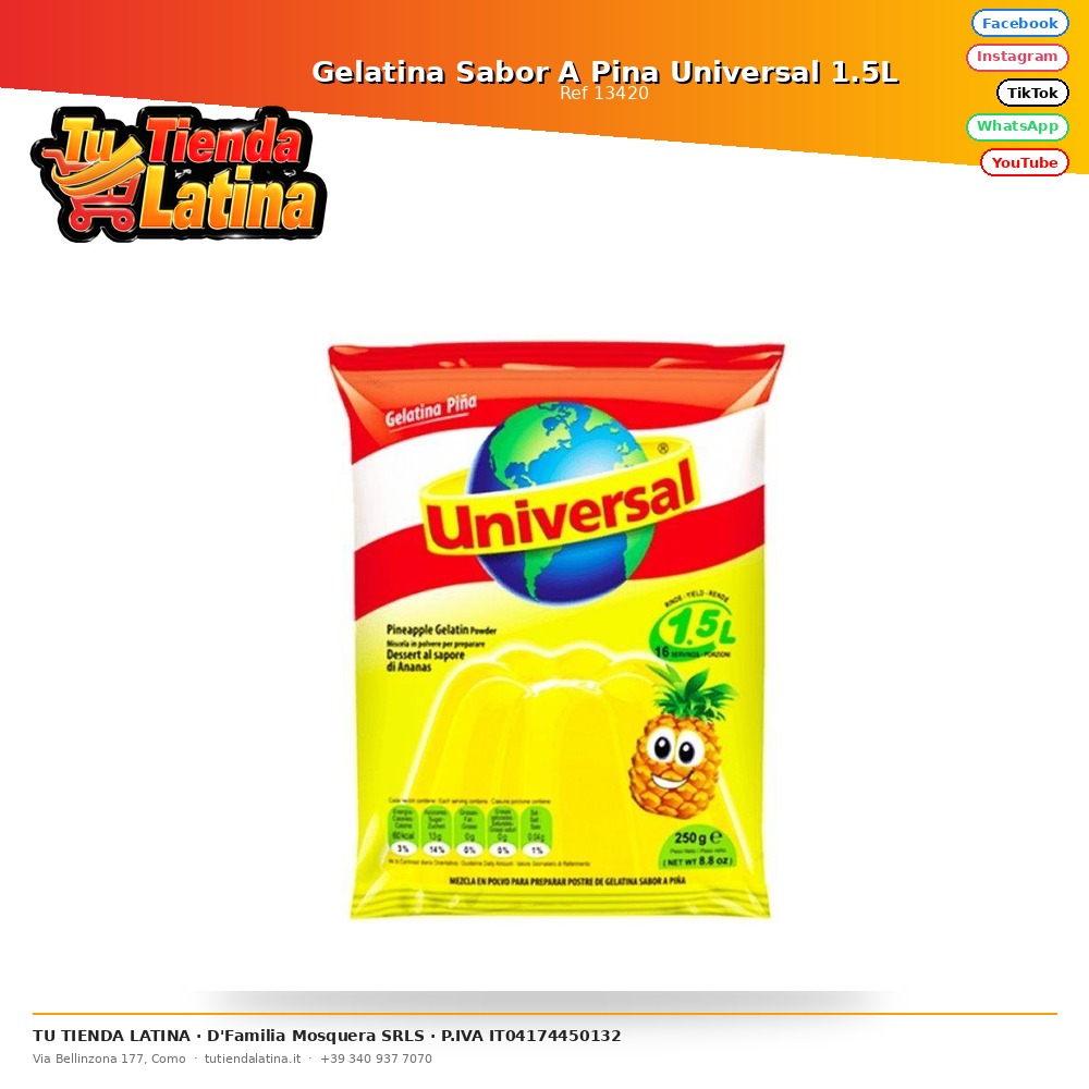 Gelatina Sabor A Pina Universal 1.5L