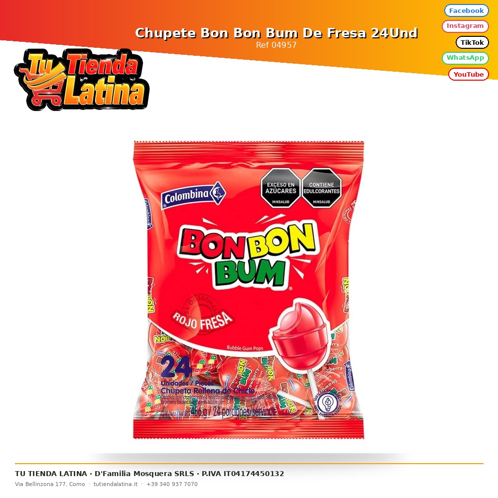 Chupete Bon Bon Bum De Fresa 24Und