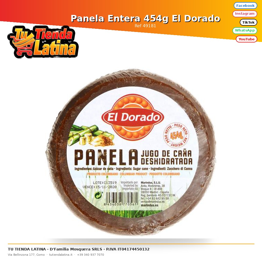 Panela Entera 454g El Dorado