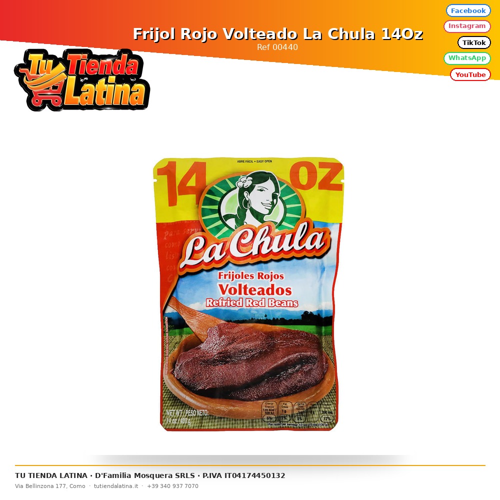 Frijol Rojo Volteado La Chula 14Oz