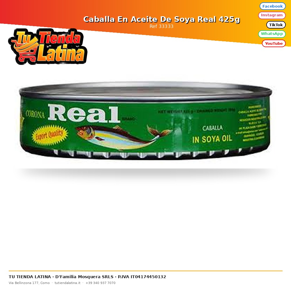 Caballa En Aceite De Soya Real 425g
