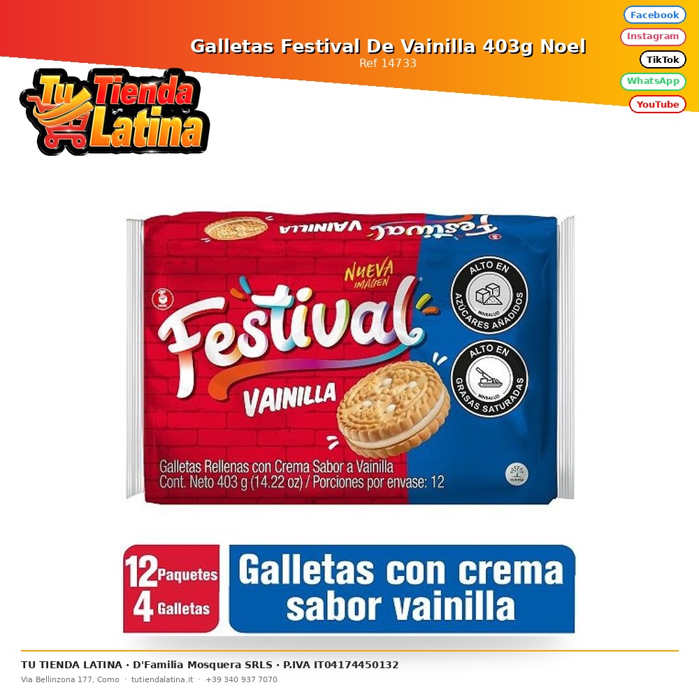 Galletas Festival De Vainilla 403g Noel