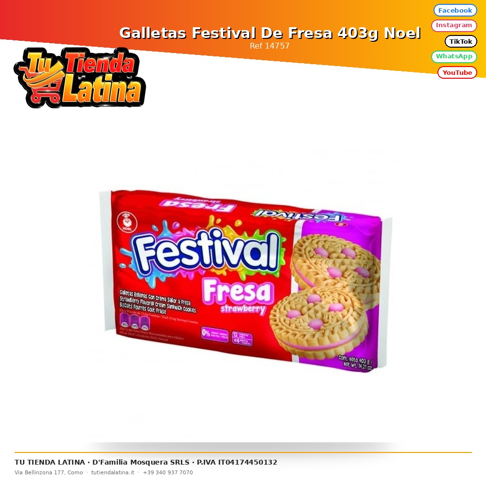 Galletas Festival De Fresa 403g Noel