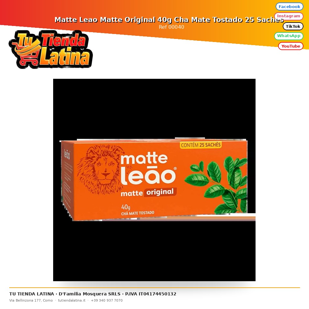 Matte Leao Matte Original 40g Cha Mate Tostado 25 Saches  