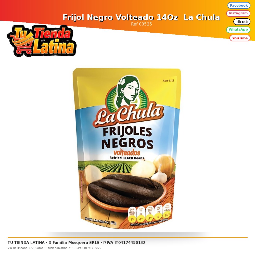Frijol Negro Volteado 14Oz  La Chula