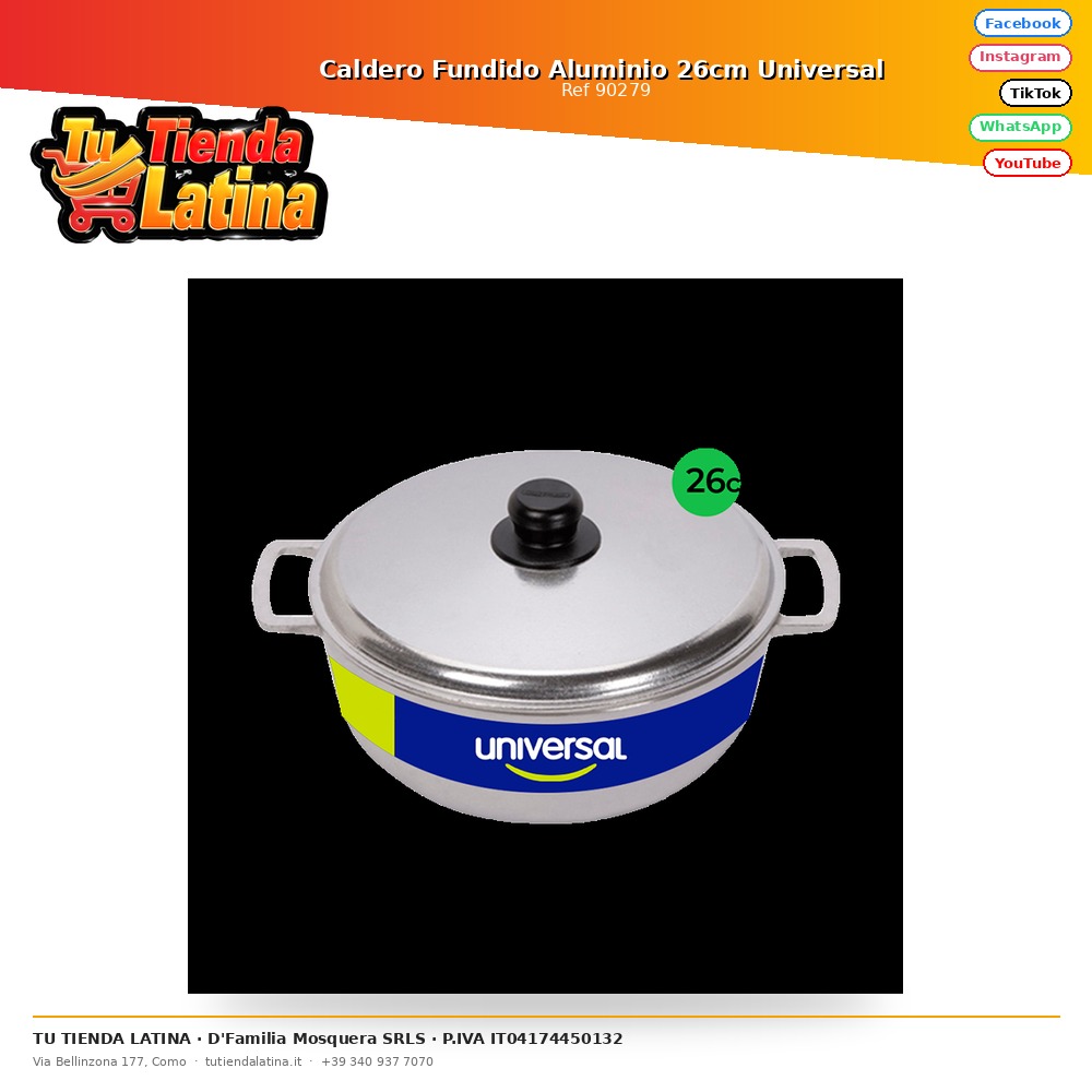 Caldero Fundido Aluminio 26cm Universal 