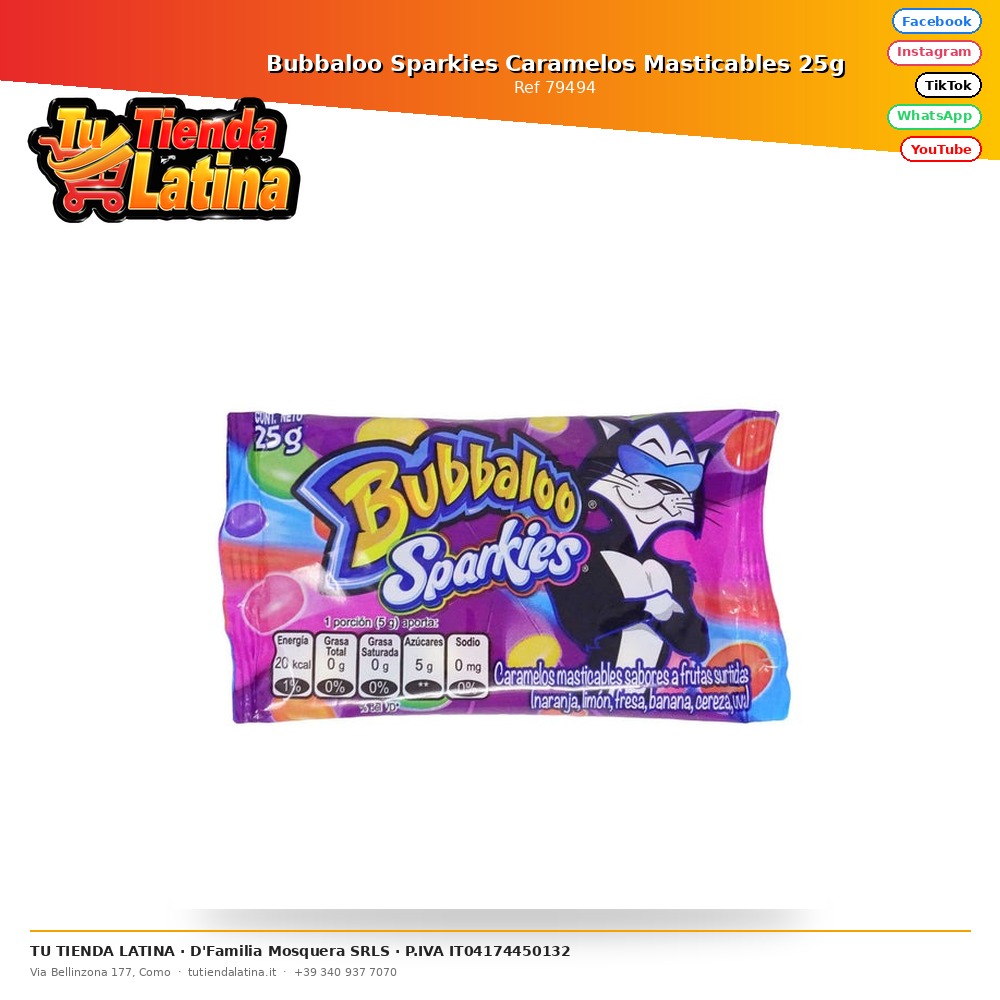 Bubbaloo Sparkies Caramelos Masticables 25g