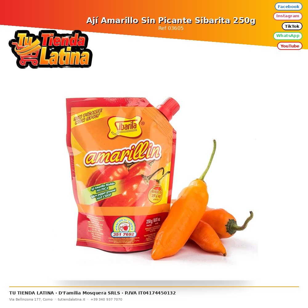Ají Amarillo Sin Picante Sibarita 250g
