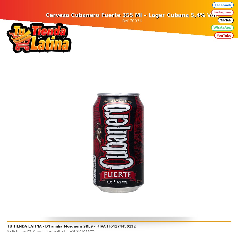 ​Cerveza Cubanero Fuerte 355 Ml – Lager Cubana 5,4% Vol.