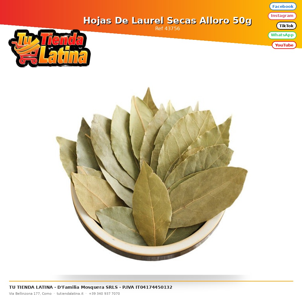Hojas De Laurel Secas Alloro 50g