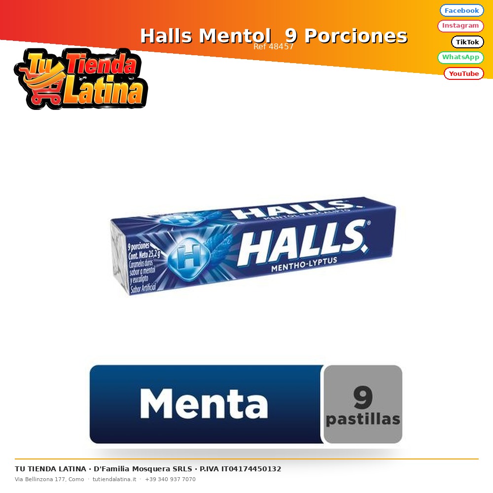 Halls Mentol  9 Porciones