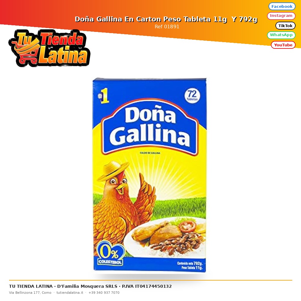 Doña Gallina En Carton Peso Tableta 11g  Y 792g 