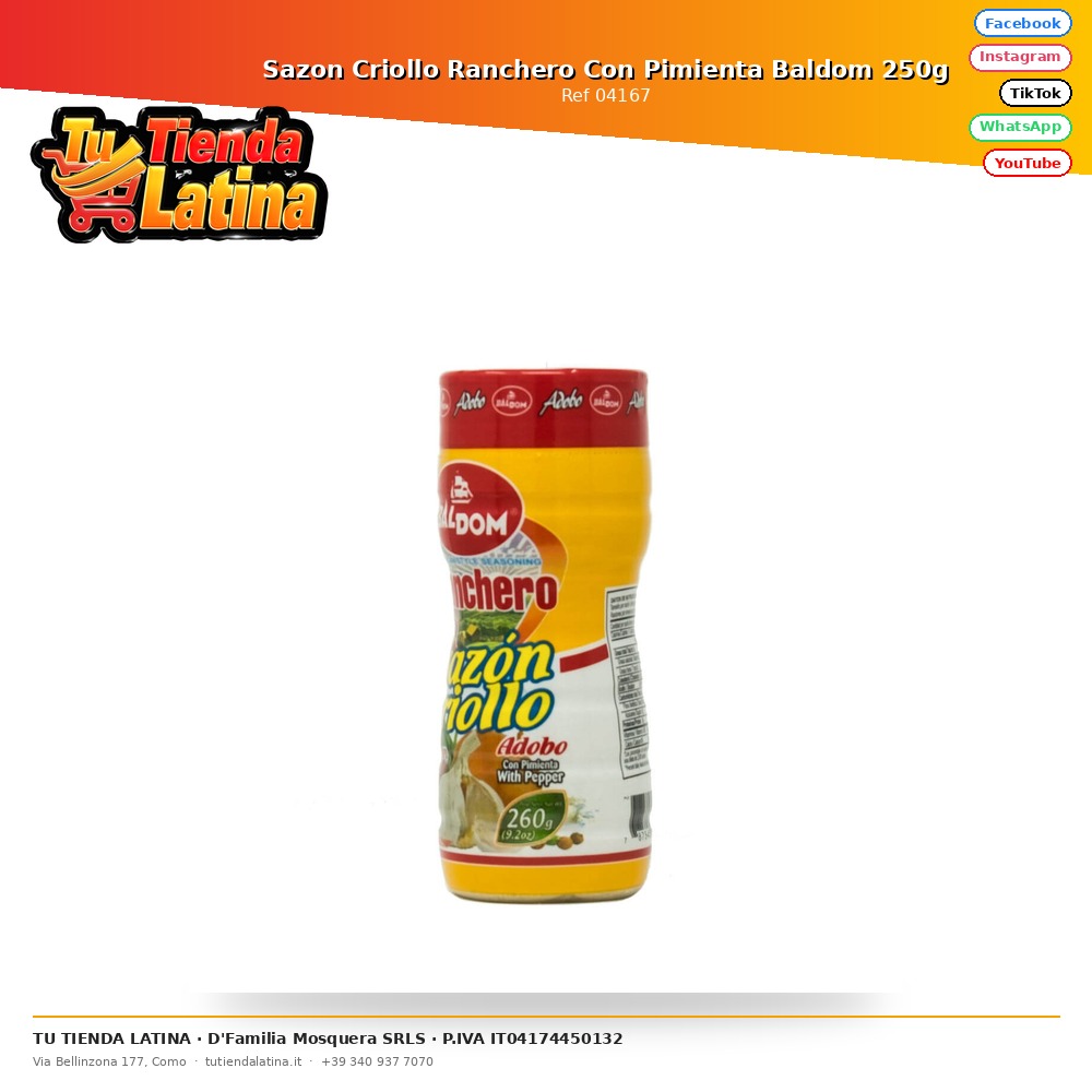 Sazon Criollo Ranchero Con Pimienta Baldom 250g
