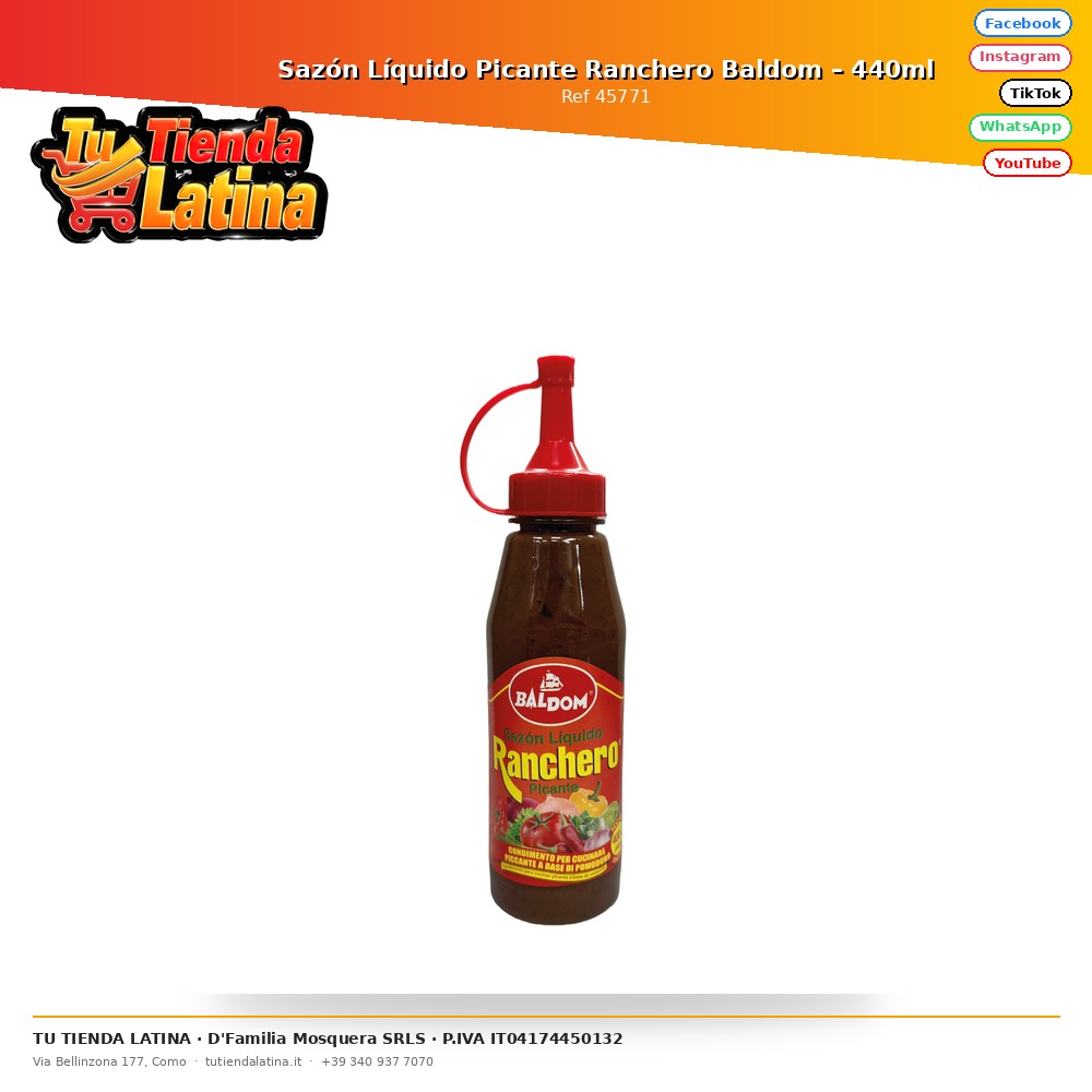 Sazón Líquido Picante Ranchero Baldom – 440ml
