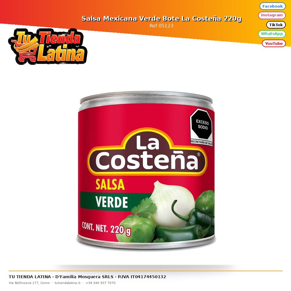 Salsa Mexicana Verde Bote La Costeña 220g