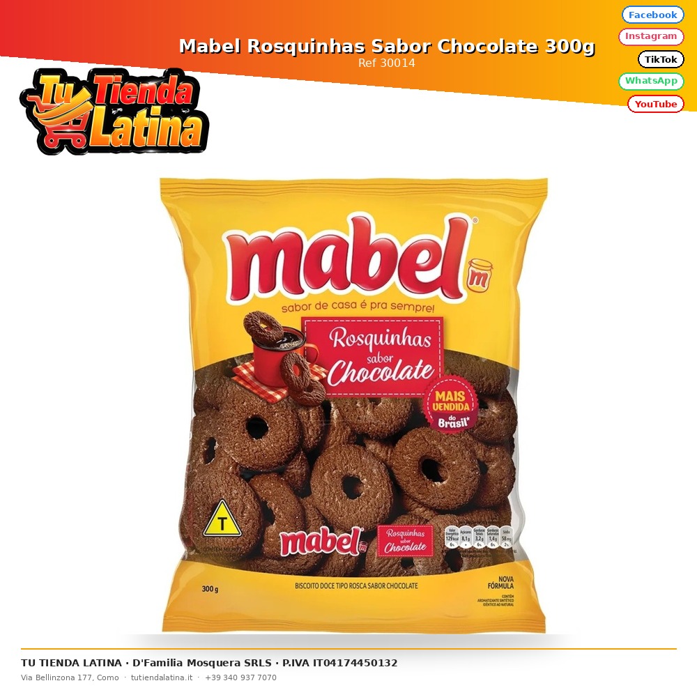 Mabel Rosquinhas Sabor Chocolate 300g