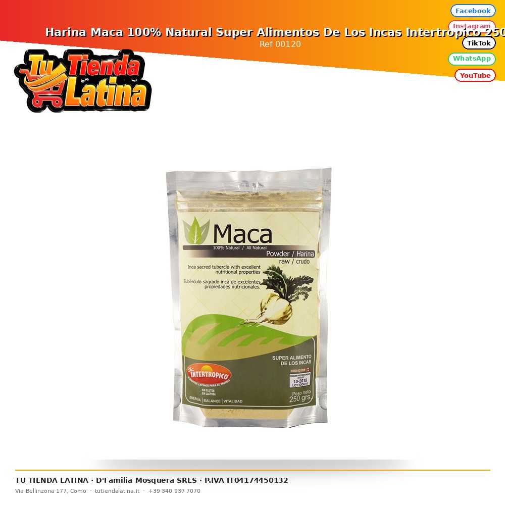 Harina Maca 100% Natural Super Alimentos De Los Incas Intertropico 250g