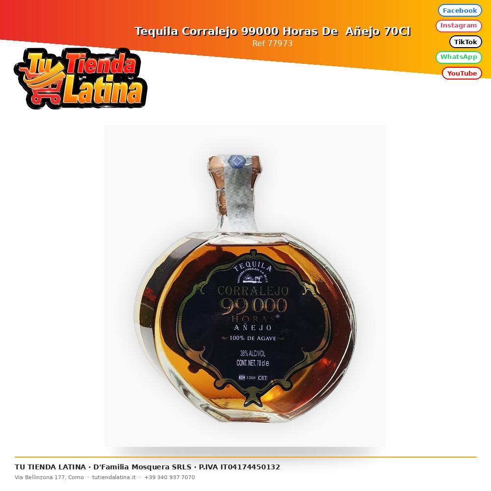 Tequila Corralejo 99000 Horas De  Añejo 70Cl