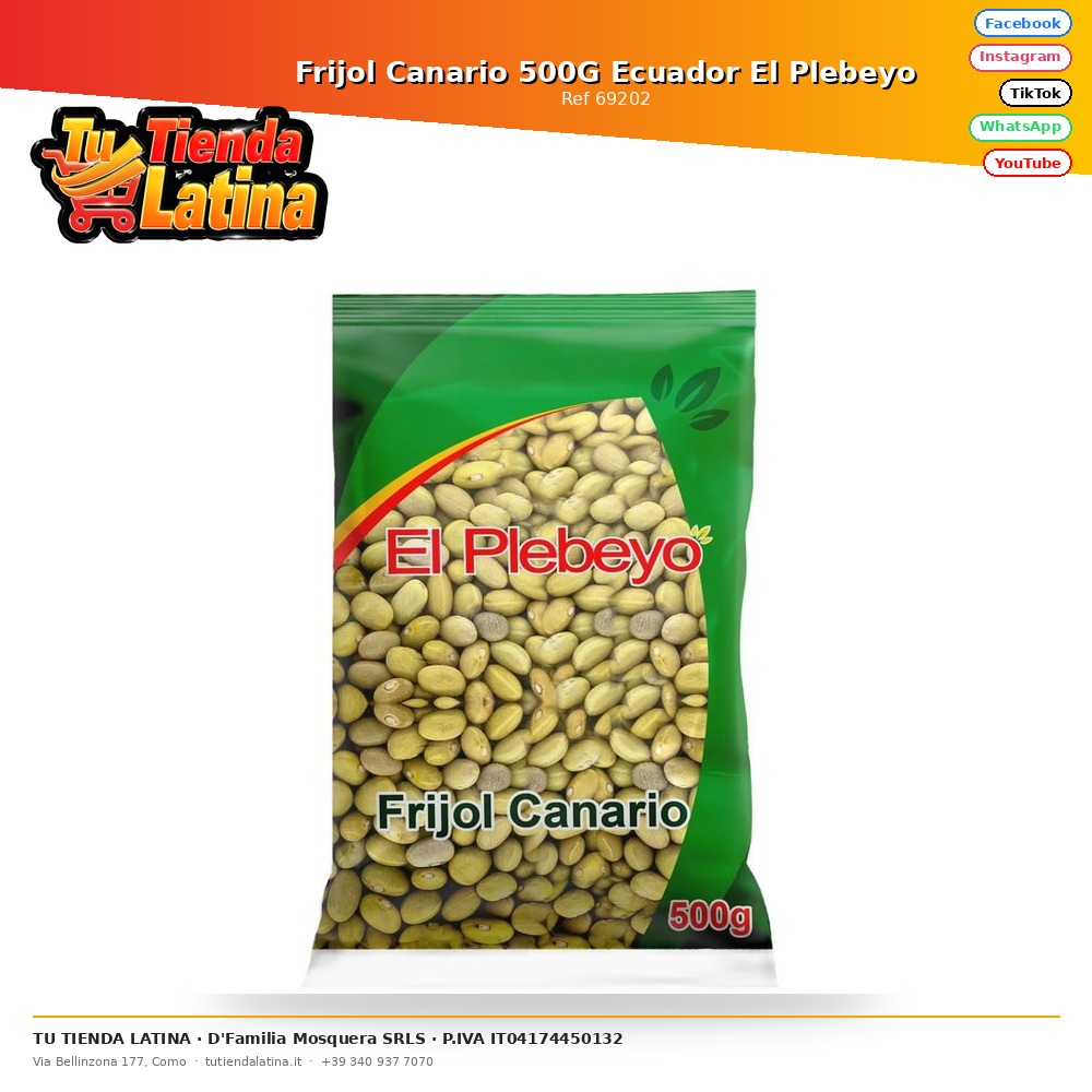 Frijol Canario 500G Ecuador El Plebeyo