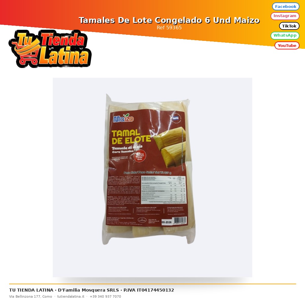 Tamales De Lote Congelado 6 Und Maizo