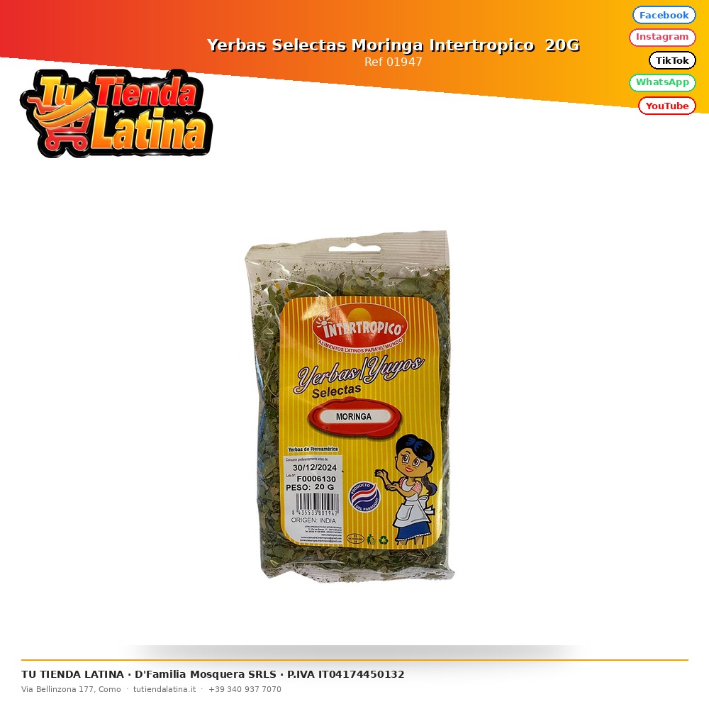 Yerbas Selectas Moringa Intertropico  20G