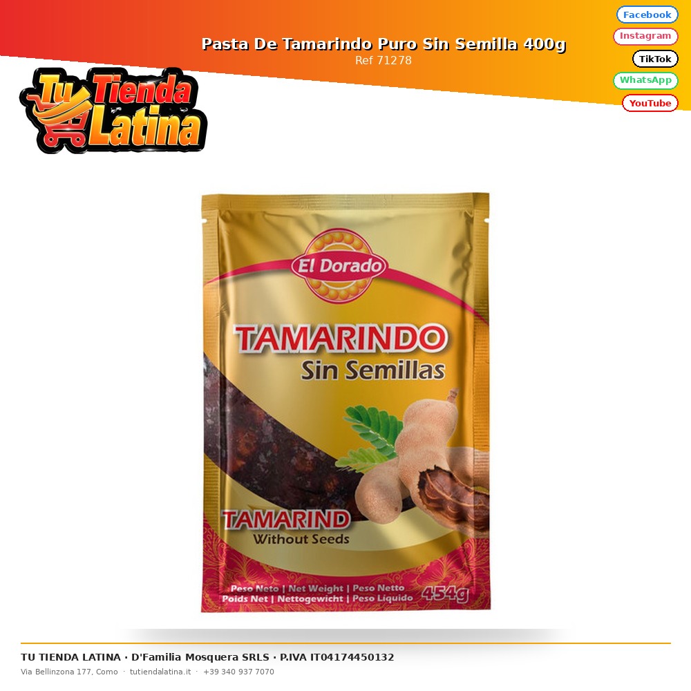 Pasta De Tamarindo Puro Sin Semilla 400g