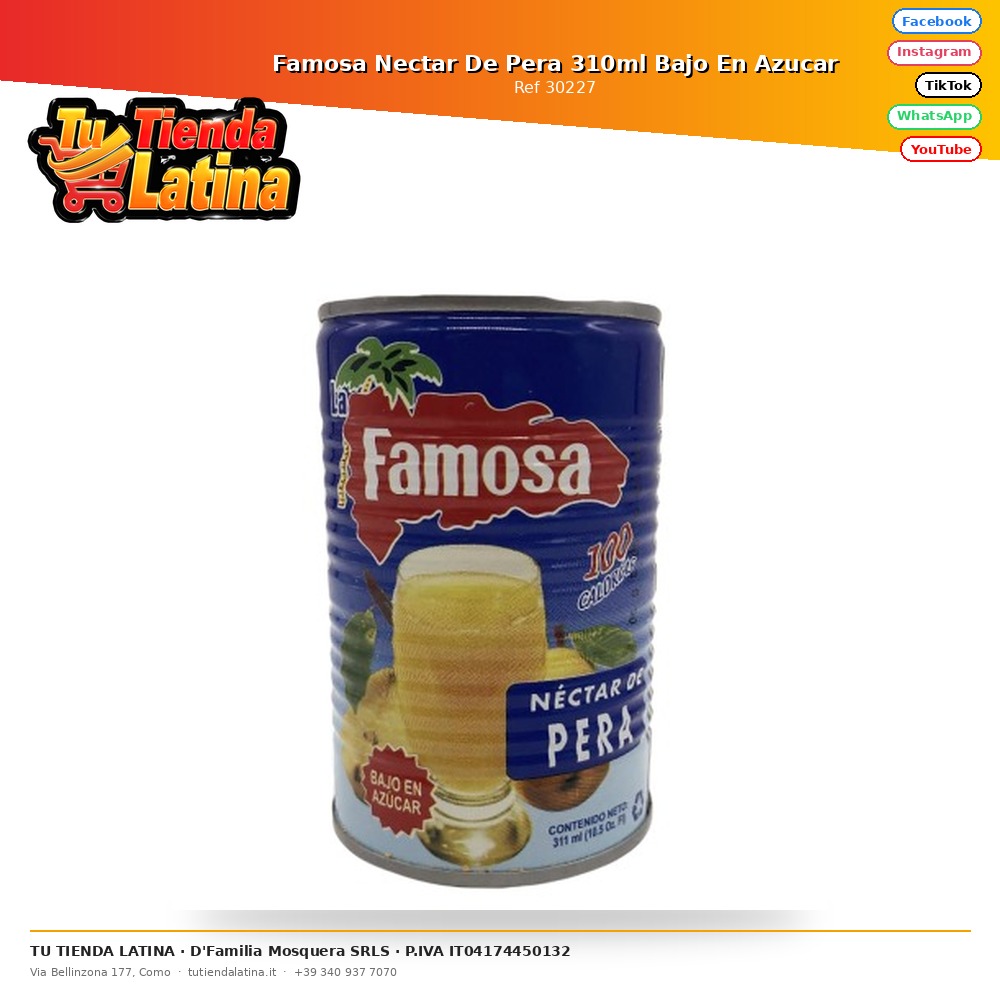 Famosa Nectar De Pera 310ml Bajo En Azucar