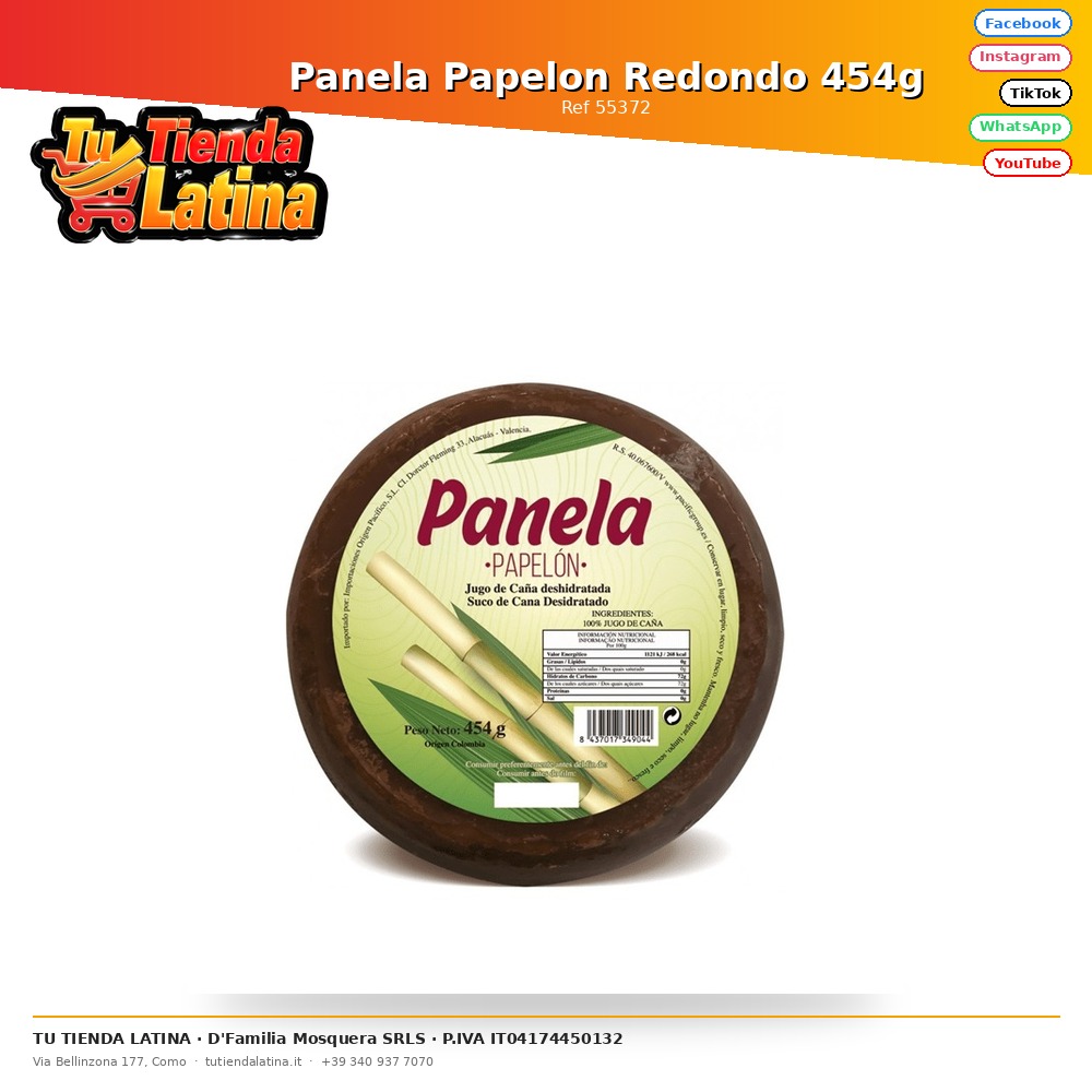 Panela Papelon Redondo 454g