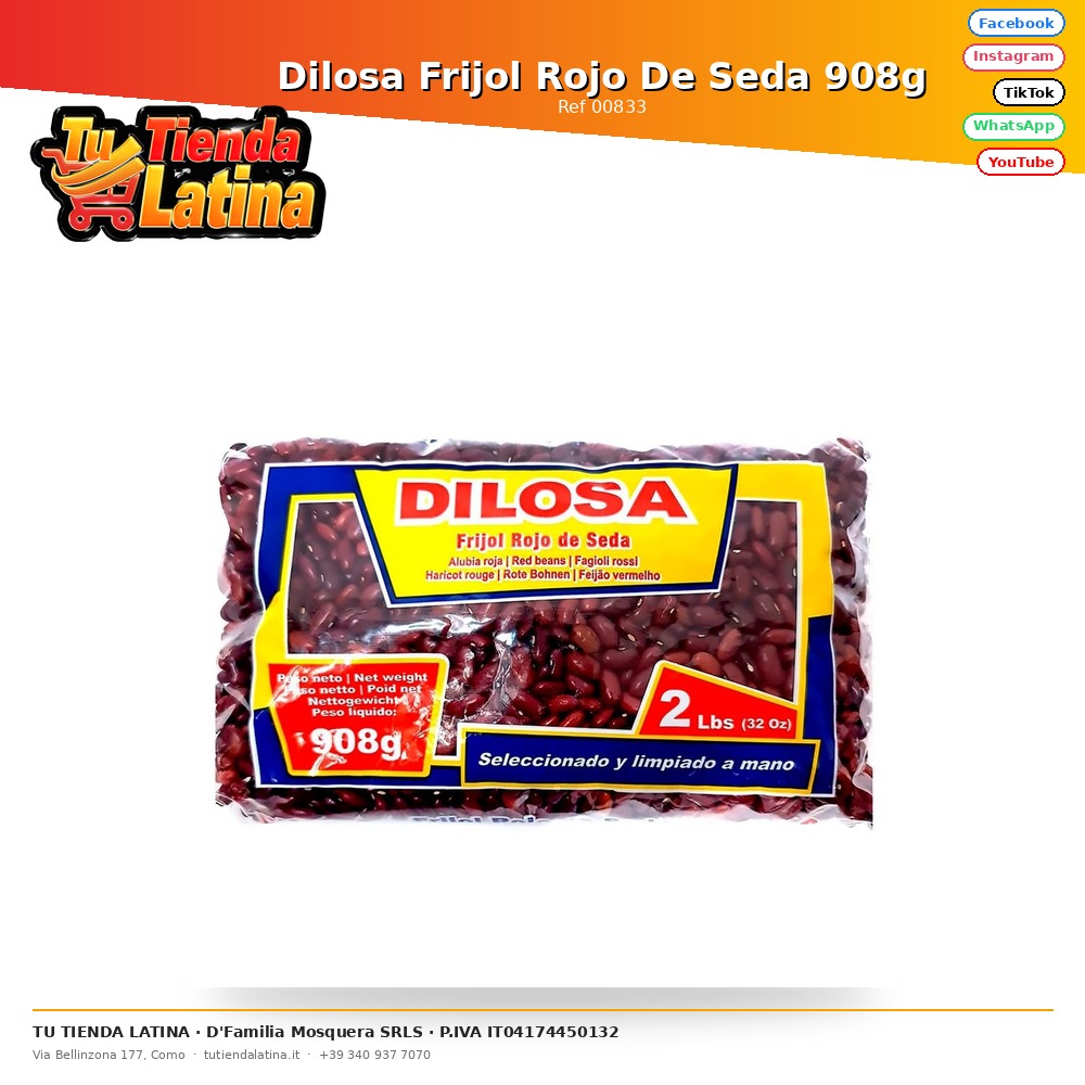 Dilosa Frijol Rojo De Seda 908g