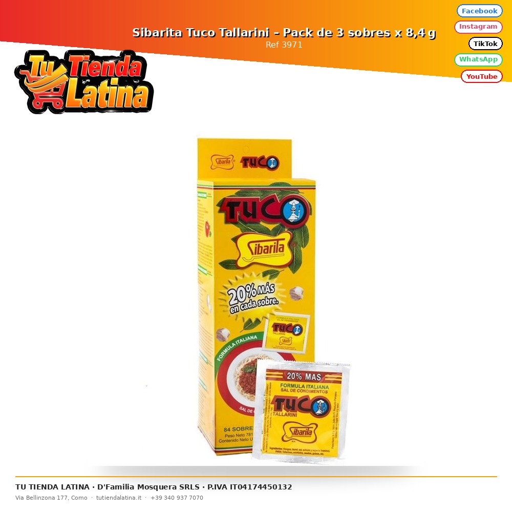 Sibarita Tuco Tallarini – Pack de 3 sobres x 8,4 g