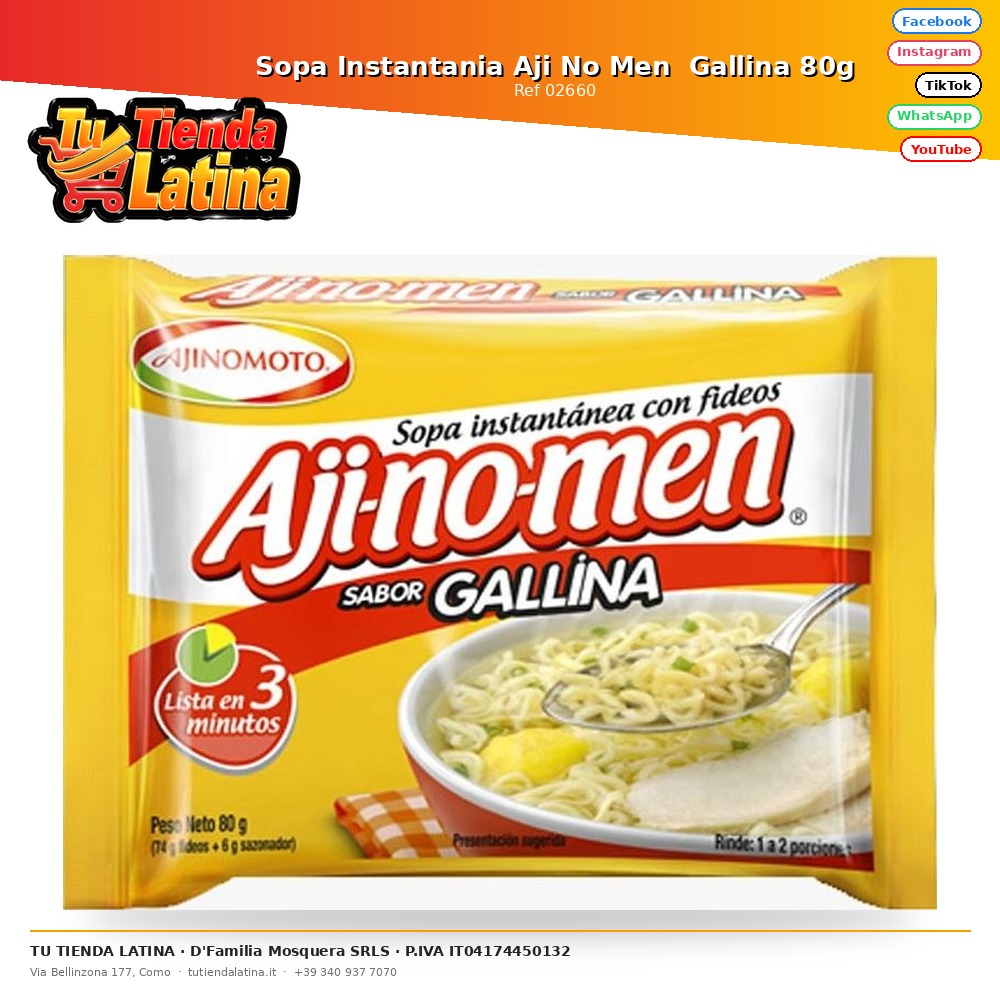 Sopa Instantania Aji No Men  Gallina 80g