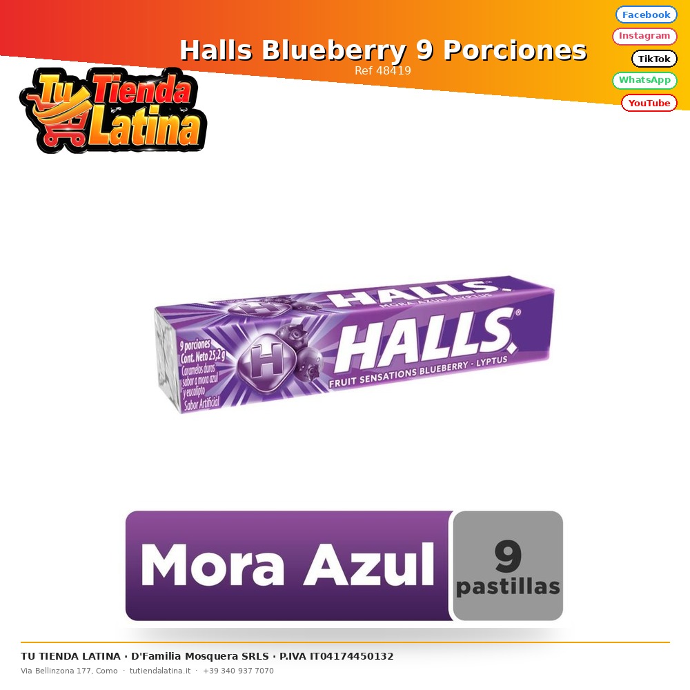 Halls Blueberry 9 Porciones