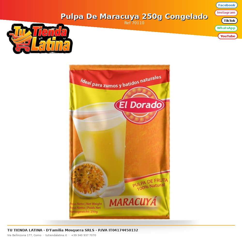 Pulpa De Maracuya 250g Congelado