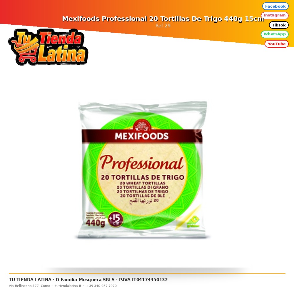Mexifoods Professional 20 Tortillas De Trigo 440g 15cm