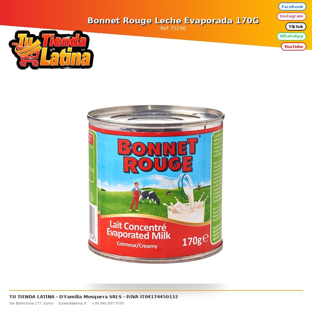 Bonnet Rouge Leche Evaporada 170G