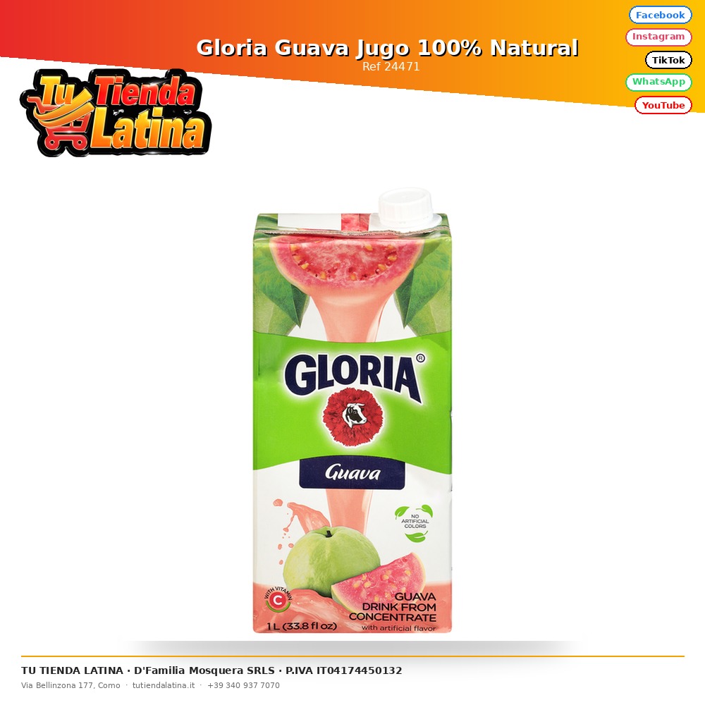 Gloria Guava Jugo 100% Natural 