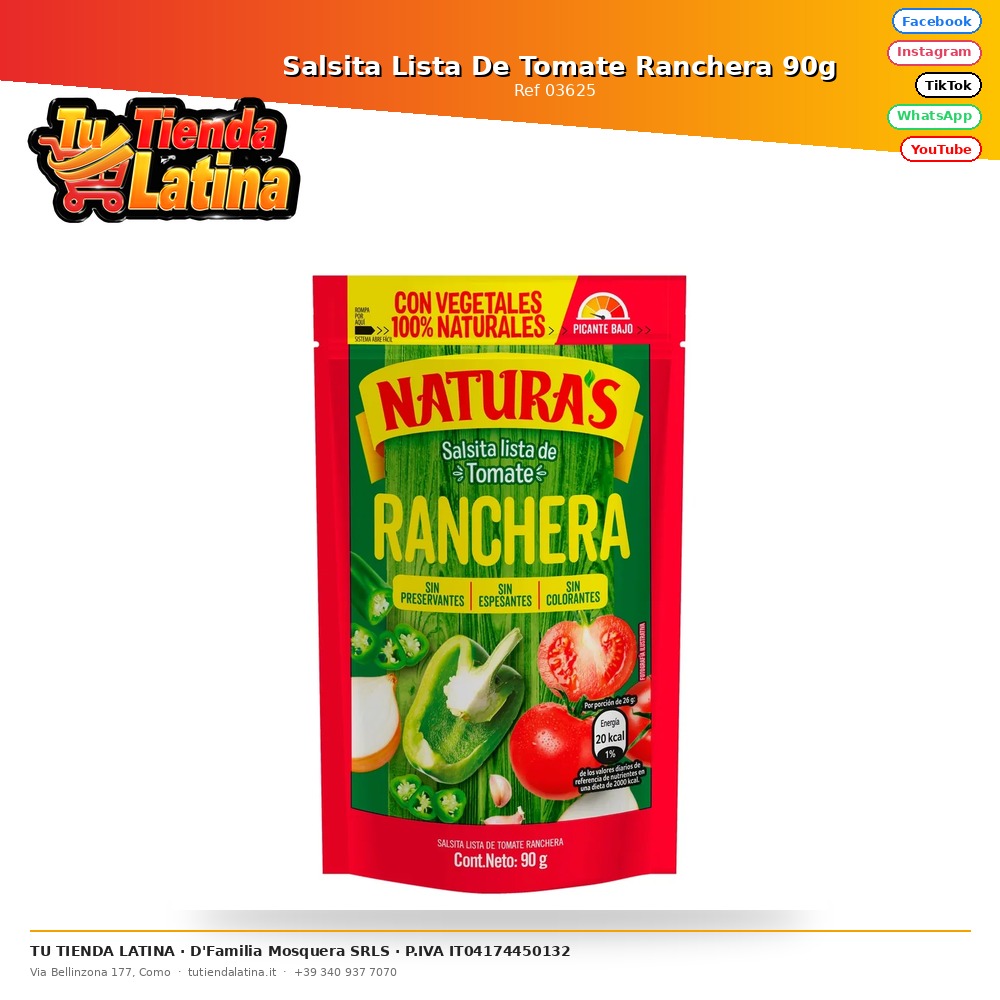  Salsita Lista De Tomate Ranchera 90g