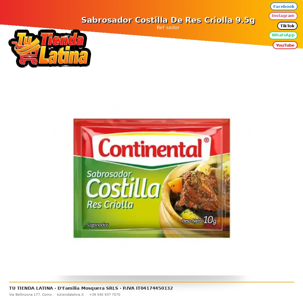 Sabrosador Costilla De Res Criolla 9.5g