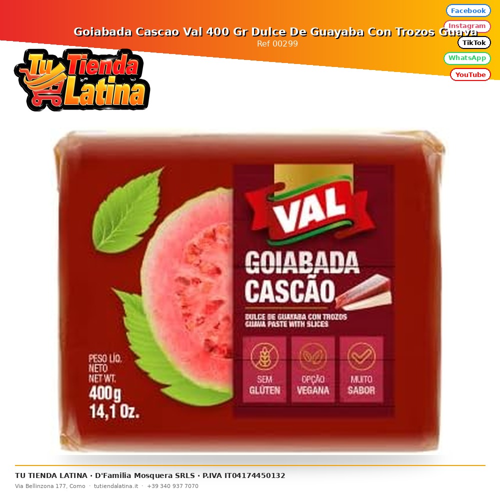 Goiabada Cascao Val 400 Gr Dulce De Guayaba Con Trozos Guava 