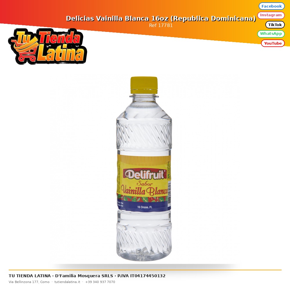 Delicias Vainilla Blanca 16oz (Republica Dominicana)