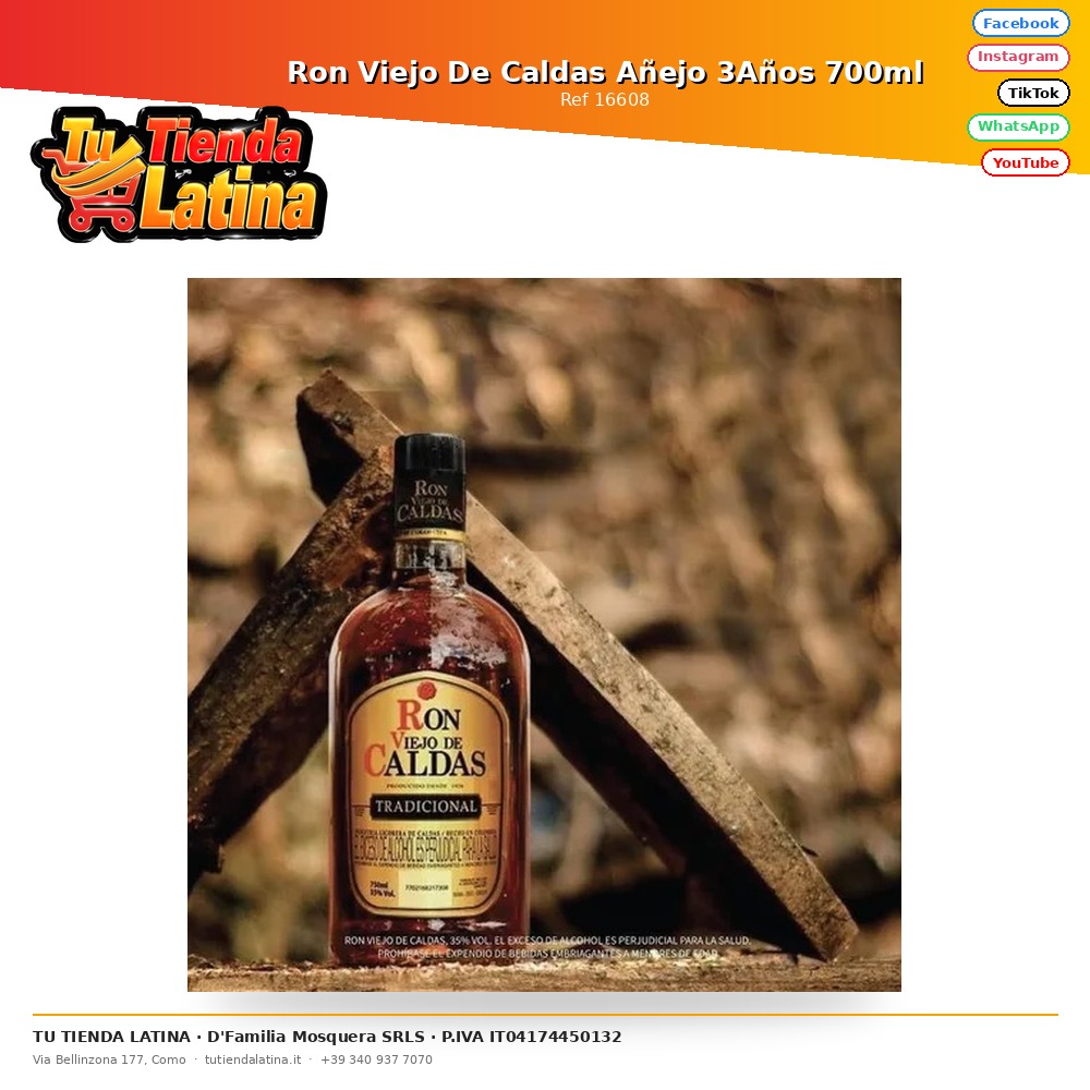 Ron Viejo De Caldas Añejo 3Años 700ml