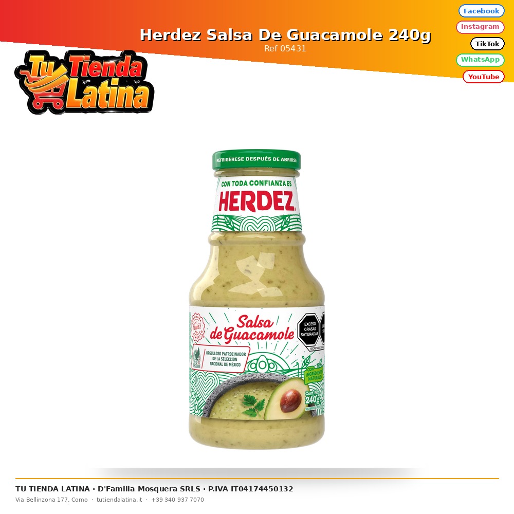 Herdez Salsa De Guacamole 240g