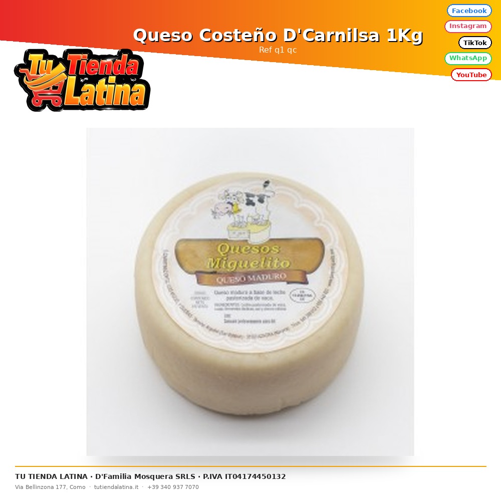 Queso Costeño D'Carnilsa 1Kg