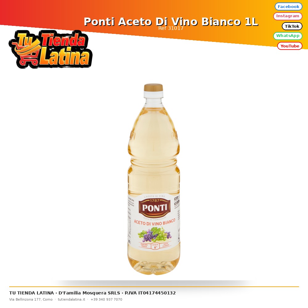 Ponti Aceto Di Vino Bianco 1L