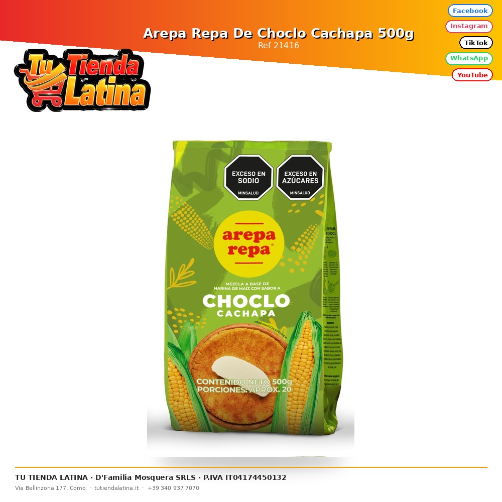 Arepa Repa De Choclo Cachapa 500g